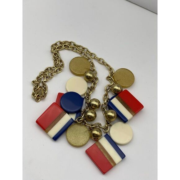 Kate Spade New York Multicolor Geometric Statement Necklace Gold-tone Chain - Picture 7 of 9